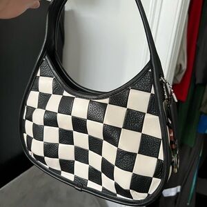 Checkerboard Shoulder Bag in Black and White